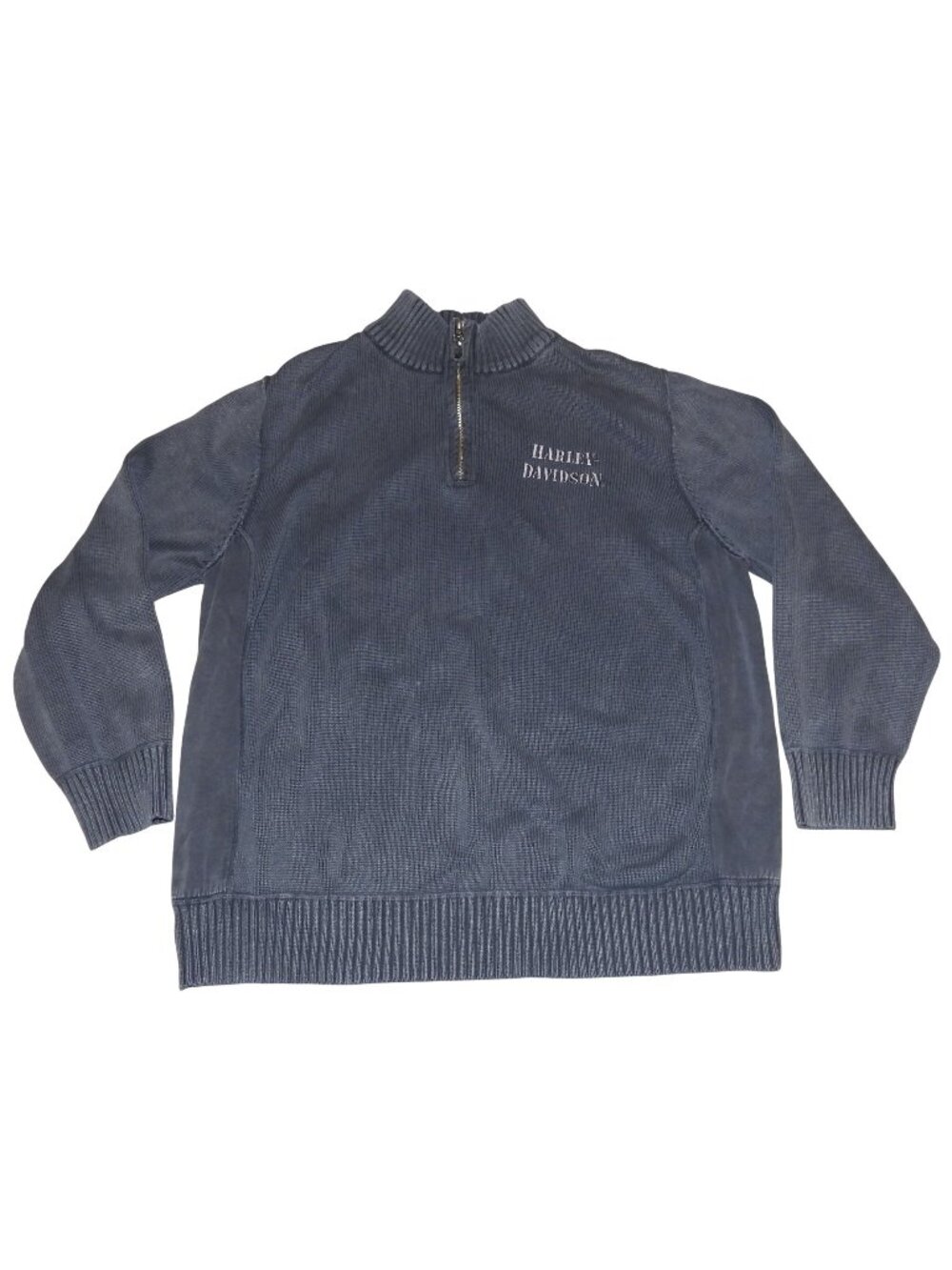 Harley Davidson 1/4 Zip Mock Neck Knit Pullover Embroidered Sweater Size XXL